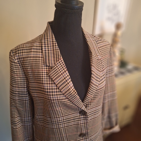 BB Dakota Brown Longline Houndstooth Blazer jacket size small - Picture 7 of 12